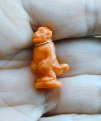 Victorian Hand Carved Monkey Pendant Charm FOB In Original Box