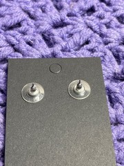 Vintage Silvertone Round Stud Earrings 0.5 inch