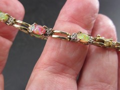 EHJ VINTAGE FAS 925 STERLING SILVER BRACELET GOLDTONE WASH MULTI-COLOR SETTINGS