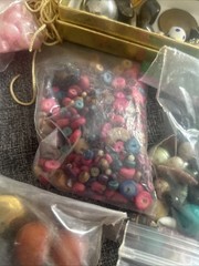 Vintage Jewelry Making Beads Lot Metal Plastic Pearls Pink Wood Miscellaneous