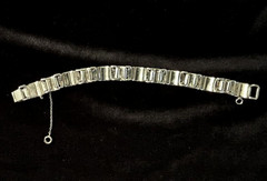 VTG ART DECO Style Rhodium Plated Baguette Rhinestone Link Bracelet 7.5″L BLING!