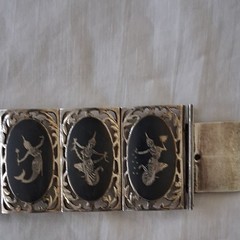 Sterling silver Niello Panel Bracelet Made In Siam