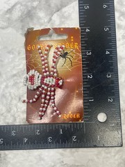 NEW Vintage Halloween Beaded Spider Pin Brooch Red & White Wire Gothic