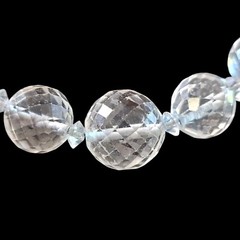 Vtg Art Deco Rock Crystal Quartz Faceted Bead 28″ Necklace Sterling Chain