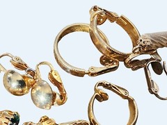 Vintage Jewelry Lot 10 Pairs Clip Earrings Hoops Dangles Gold Tone Retro