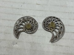 Sterling Silver 925 Nautilus Sea Shell Stud Post Earrings Ammonite Beach Jewelry