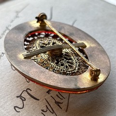 Vintage brooch ruby stone (corundum) gilding / made in uSSR 1980 ,a gift for her