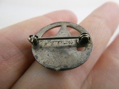 Vintage Guilloche Enamel Sterling Silver Sailboat in Harbor Brooch Pin 3.5g 21mm