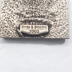 Vintage 2003 Birds and Blooms Pewter Sunflower Seeds Package Brooch Pin