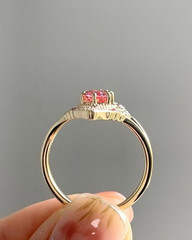 Pear Cut Tourmaline Cocktail Ring 2.85Ct Created Diamonds 14K Yellow Gold Finish