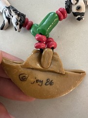 Vintage 1986 Noah’s Ark Polymer Clay Animal Necklace — Signed “Joy 86”