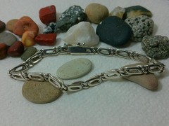VTG 950 Sterling Silver Anchor Mariner Dbl Linked Chain Tennis Bracelet 8 1/8″