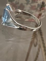 Vintage Park Lane Silver Tone & Icy Blue CZ Rhinestone Ring 5.75 Adjustable