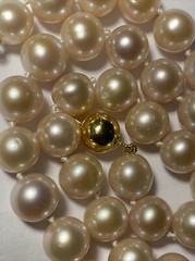 Necklace 10mm Cultured Pearl pinkish lavender KNOTTED silk 9mm 14k ball clasp