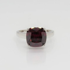 Elegant Argentium Silver 935 Red Garnet Cushion Cut Ring Jewelry Gift Sz 4 To 14