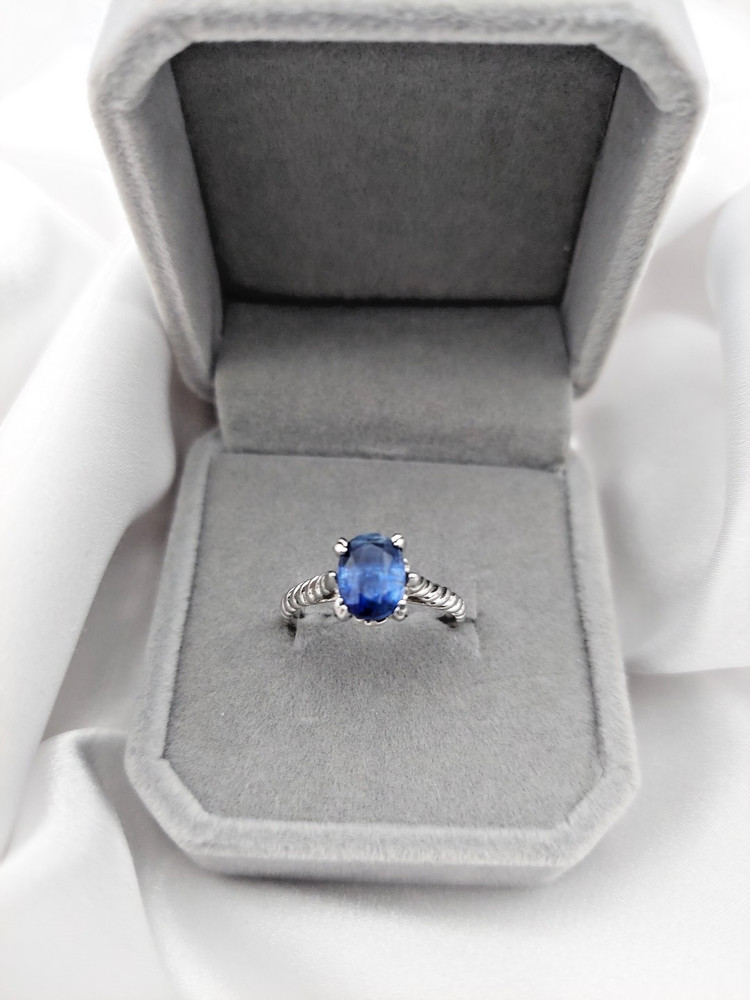 Natural Sapphire Oval 1.00ct Ring Genuine Ceylon Sapphire Sterling Size 7- 2.3gr