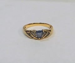 Vtg 14K Yellow Gold Trillion Cut Tanzanite Baguette Diamond Ring Size 7 3 Grams