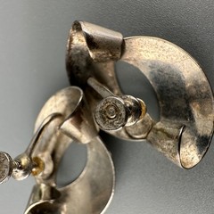 Vintage Sterling Silver Modernist Earrings Abstract Sculptural Screw Back MCM
