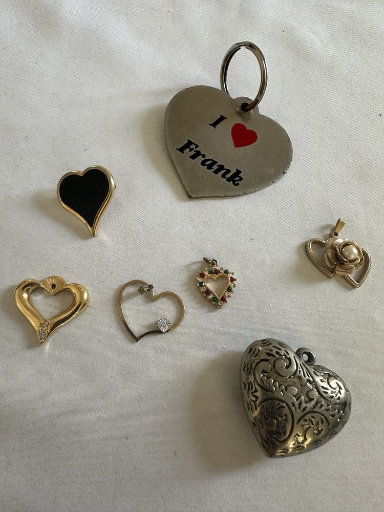 Lot Of Heart-shaped Jewelry Pendant Brooch Keychain Enamel Rhinestone Pearl