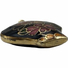 Vintage Cloisonné Butterfly Ginger Jar Pendant Gold Tone Floral Enamel Charm