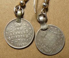 BRITISH RAJ COIN EARRINGS_2 SILVER ANNA_HYPOALLERGENIC WIRES_KING ED VII_1903&06
