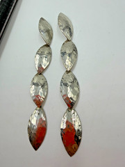 Vintage Earrings Signed Suznne St. Claire Hammered Chandelier 925 Silver CQ