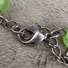 Beaded Glass Necklace Silver Tone Blue Green 36”