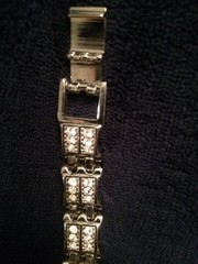 Vintage Rhinestone Bracelet Heavy Silvertone Unbranded 7.5 To 8.5 in With Link