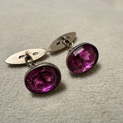 Vintage soviet Corundum Gems cufflinks 875 silver ussr PC