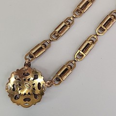Vintage Kramer of NY Necklace Book Chain Victorian Revival Gold Tone SHORT 14″
