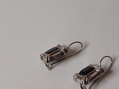 Vintage Silver And Black Sterling Silver Silver Earrings With Black Stones