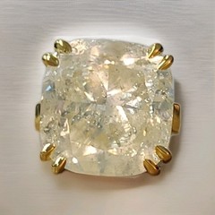 14k Yellow Gold Engagement ring 21.18ct. Natural Cushion Light Yellow Diamond