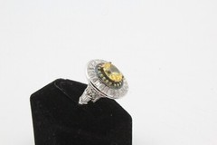 Contemporary Vermiel Sterling Silver Yellow CZ Ring Sz 5