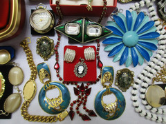 Vtg/Now/Deco/Jewelry Lot Locket Cameo 925 Box CROWN TRIFARI SWISS MONET+s/Signed
