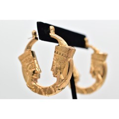 Luxor Vintage Earrings Gold Pharaoh Egyptian Chunky Dangle NOS 1990s A22