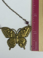 Vintage Beautiful Jools Brass Butterfly Necklace & Earrings Set Boho Art Nouveau