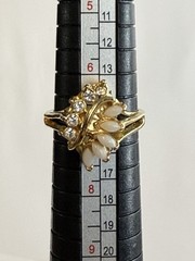 Vtg Size 6.75 Faux Fire Opal Crystal Gold Tone Marquise Statement Ring Sz 6 3/4