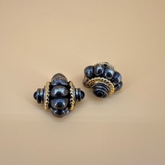 Vintage Earrings Curved Huggie Silver Gold Tone 1990s Runway Etruscan Style