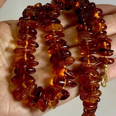 Vintage Natural Baltic Amber Necklace 18,5″ Polished Cognac Nugget Beads