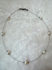 STUNNING demure Sterling Silver 925 baroque genuine pearl chain Necklace y2k 90s