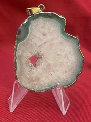 White And Green Sliced Geode Agate Pendant Setting-Handmade (6)