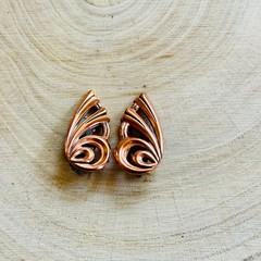 Matisse Renoir clip Earrings VTG Estate Chunky Retro red Copper Rare MCM 60s