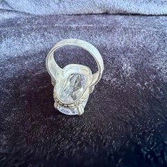 Vtg Sterling Silver Ring .925 Sz 6.5 Marquis Clear Stone Cocktail Statement