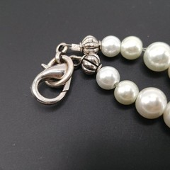 Handcrafted Freshwater Pearl Rhinestone Necklace 32” Long Statement Strand