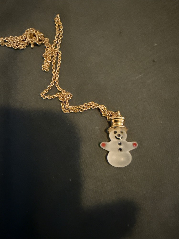 Avon Vtg Pendant Gold Tone Hat Frosted Snowman Christmas Holiday Jewelry