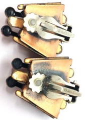 Elegant Vintage Mid-Century Matisse Black Enamel Copper Necklace Earrings Set