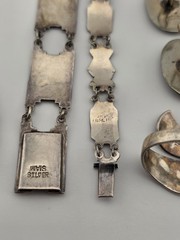 Rare Antique 1940s Siam Sterling Silver Niello Jewelry His And Hers Complete Set