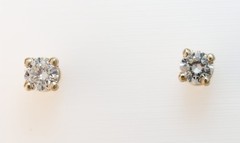 Natural Diamond 1/5ctw Petite Studs Round 14k Yellow Gold Earrings