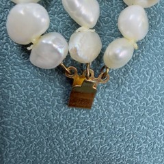Vintage 14K GOLD 🖤 Triple 3 Strand Cultured BAROQUE Freshwater Pearl Bracelet