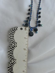 Mid Century Two Tone Blue Rhinestone Choker Necklace 16″